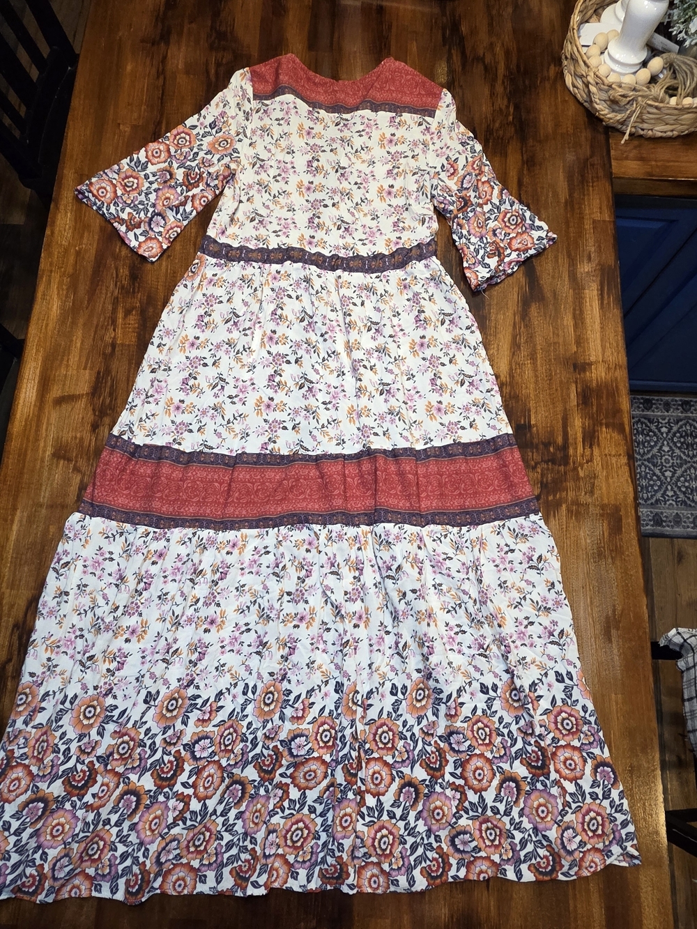 Free People White Maxi Dress with Rust and Navy Floral Print - Picture 7 of 7